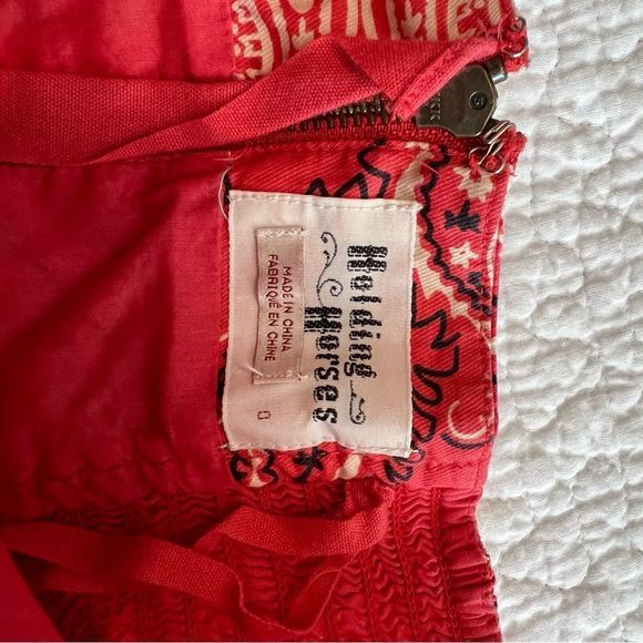 Anthro Holding Horses Women’s Red Bandana Paisley Strapless Midi Dress 0 - Picture 8 of 14